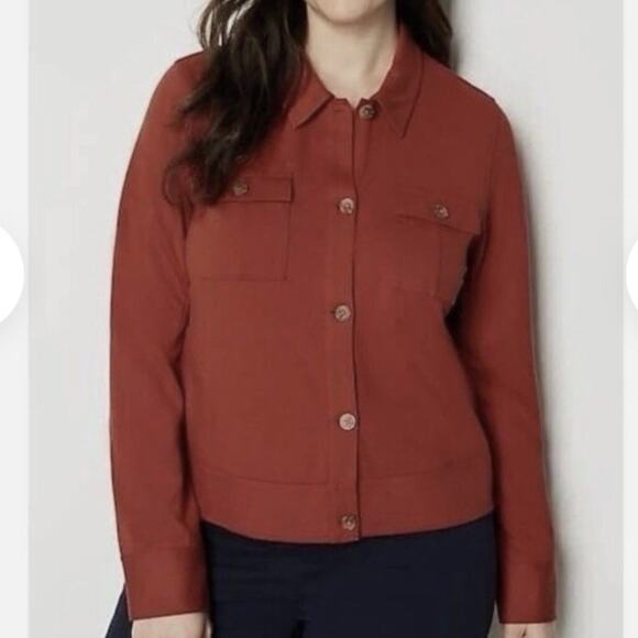 J. Jill Jackets & Blazers - J Jill Wearever Double Face Jersey Flap Pocket Jacket Terra Cotta Size Medium